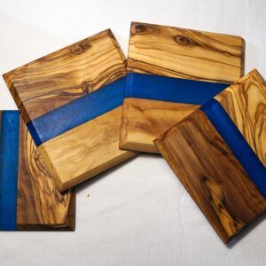 il_fullxfull.6528812416_j4pu.jpg Handmade Olive Wood Coasters: Resin Inlay Drink Coasters, Set of 4