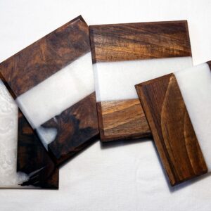 Handmade Walnut Epoxy Coasters: Resin Inlay, Set of 4