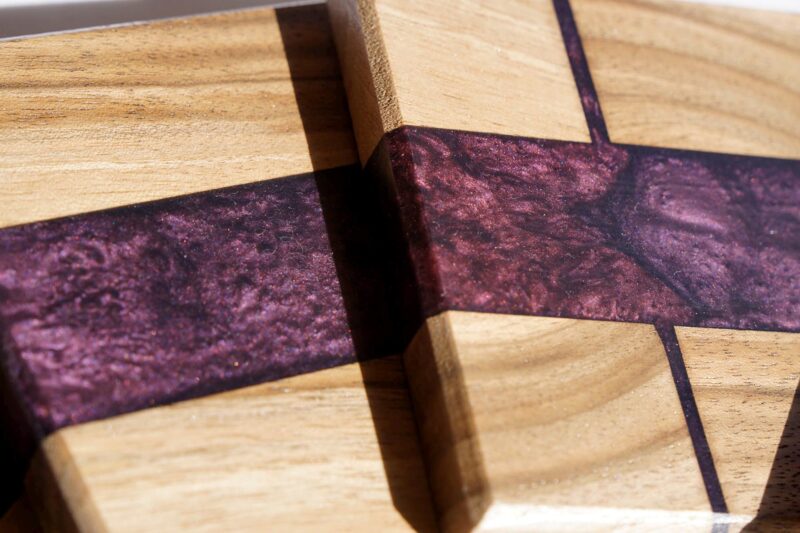 Handmade Walnut Epoxy Coasters: Resin Inlay, Set of 4