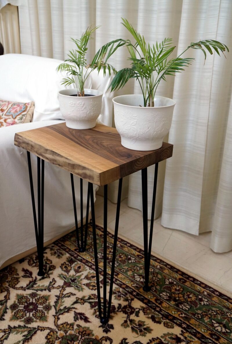 il_fullxfull.6709864192_btzp.jpg Live Edge Walnut End Table: Rustic Modern Accent Furniture