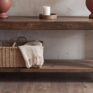 Reclaimed Wood Console Table with X-Frame Legs and Storage Shelf – Rustic Farmhouse Entryway Table
