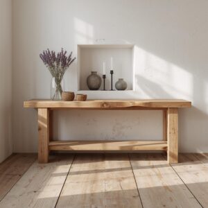 Reclaimed Wood Console Table with Storage Shelf – Rustic Modern Entryway Table – Handmade Furniture