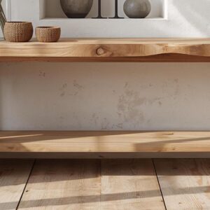 Reclaimed Wood Console Table with Storage Shelf – Rustic Modern Entryway Table – Handmade Furniture