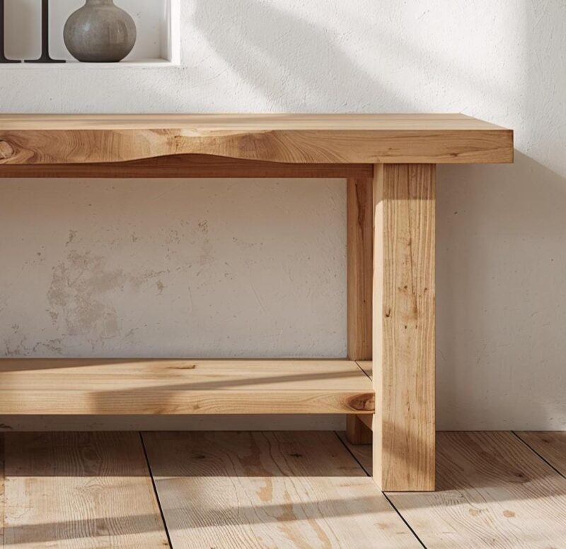 Reclaimed Wood Console Table with Storage Shelf – Rustic Modern Entryway Table – Handmade Furniture