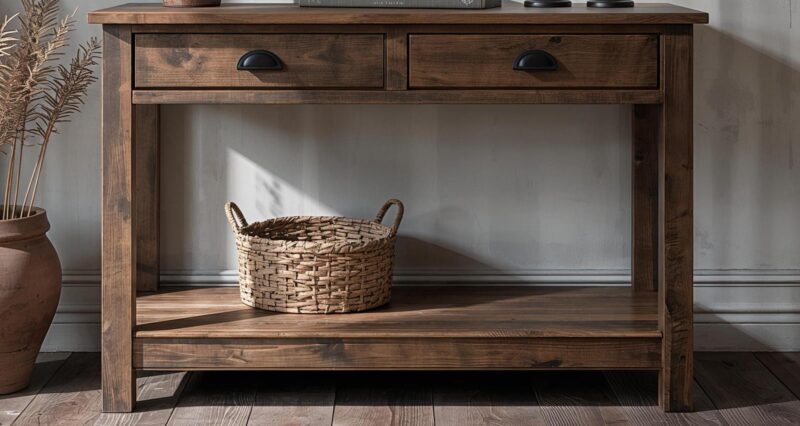 il_fullxfull.7140160860_b35n.jpg Reclaimed Wood Slim Console Table: Rustic Modern Entryway Storage