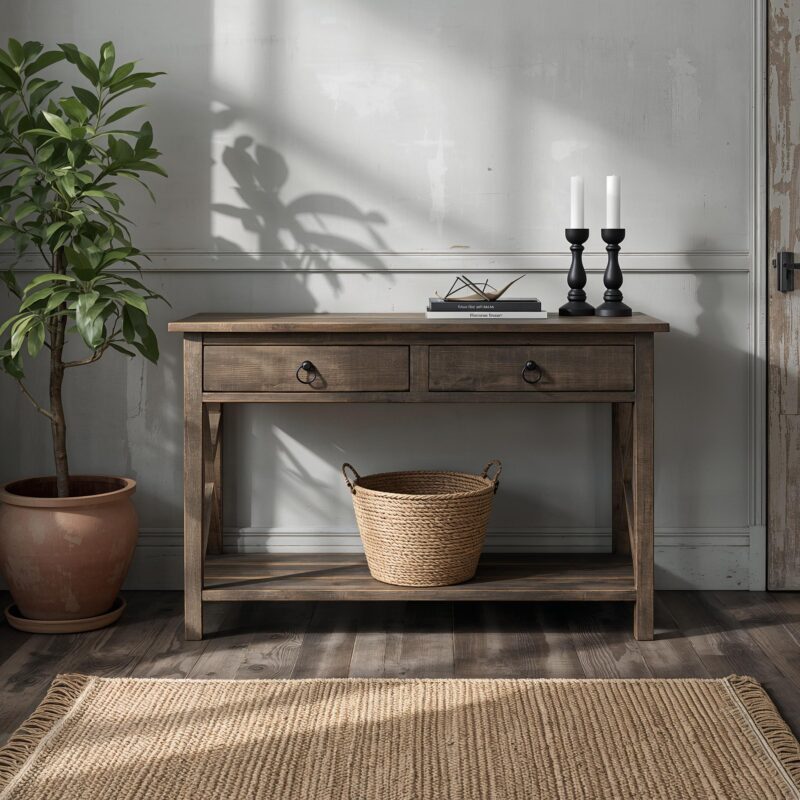 il_fullxfull.7140185668_akgr.jpg Reclaimed Wood Console Table with Drawers: Rustic Farmhouse Entryway Furniture