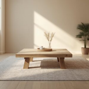 Reclaimed Wood Coffee Table: Rustic Modern Square Table with Angled Legs