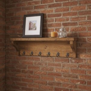Reclaimed Wood Coat Rack with Shelf – Rustic Wall Mounted Hanger with Hooks
