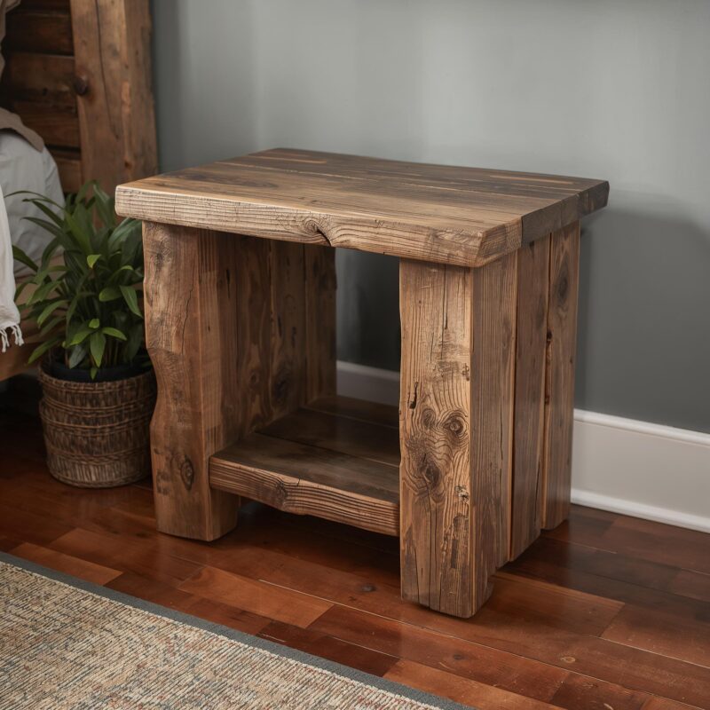 il_fullxfull.7141645778_6igr.jpg Reclaimed Wood Nightstand – Chunky Square Design with Storage Shelf
