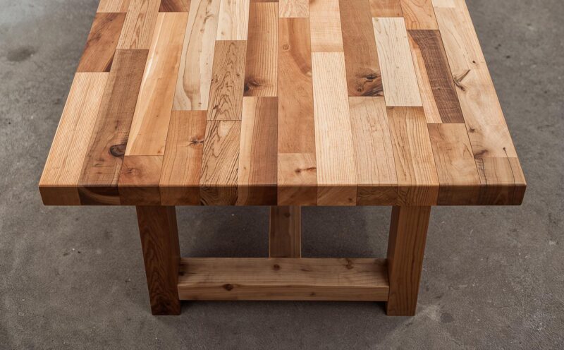 il_fullxfull.7142868524_27l8.jpg Reclaimed Wood Dining Table – Rustic Farmhouse Butcher Block Style with U-Shaped Legs & Central Beam