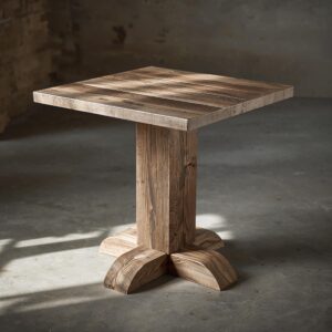 Reclaimed Wood Bar Table – Rustic Farmhouse Pub Table with Sturdy Base, Dark Finish