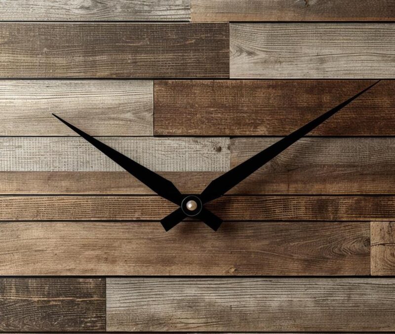 Reclaimed Wood Wall Clock – Rustic Horizontal Plank Design with Varying Colors & Sizes