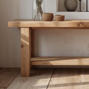 Reclaimed Wood Console Table with Storage Shelf – Rustic Modern Entryway Table – Handmade Furniture