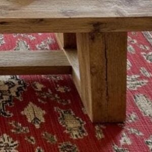 Reclaimed Wood Coffee Table: Rustic Modern Trapezoid Leg Design
