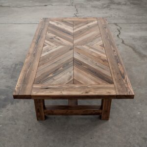 il_fullxfull.7188323285_nvsb.jpg Reclaimed Wood Coffee Table: Chevron Pattern Rustic Modern Design
