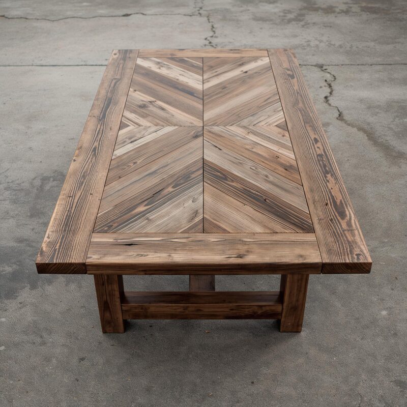 il_fullxfull.7188323285_nvsb.jpg Reclaimed Wood Coffee Table: Chevron Pattern Rustic Modern Design
