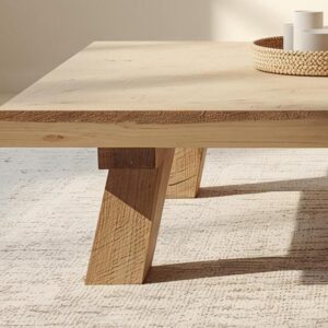 Reclaimed Wood Coffee Table: Rustic Modern Square Table with Angled Legs