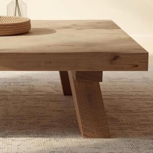 Reclaimed Wood Coffee Table: Rustic Modern Square Table with Angled Legs