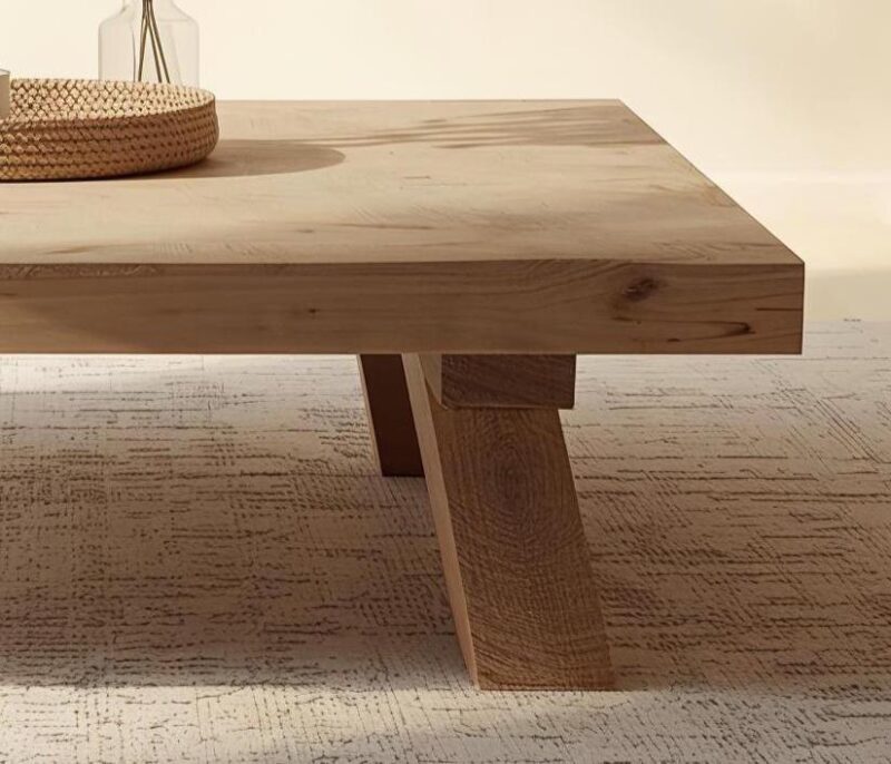 Reclaimed Wood Coffee Table: Rustic Modern Square Table with Angled Legs