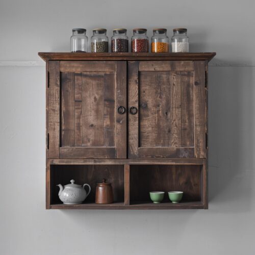 Vintage-Style Reclaimed Wood Cabinet with Shelf – Rustic Home Storage