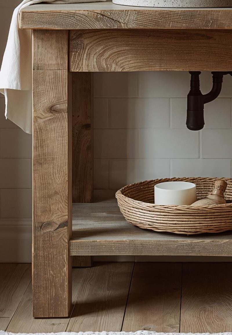 Rustic Reclaimed Wood Bathroom Vanity – Solid Wood Cabinet