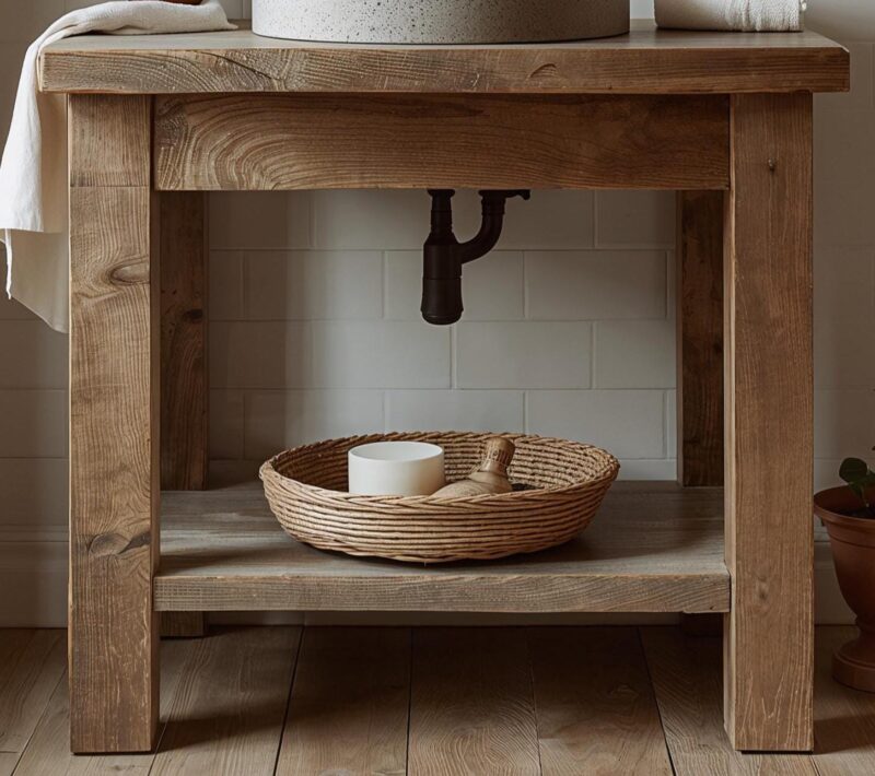 Rustic Reclaimed Wood Bathroom Vanity – Solid Wood Cabinet