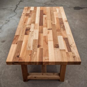 il_fullxfull.7190850261_i0df.jpg Reclaimed Wood Dining Table – Rustic Farmhouse Butcher Block Style with U-Shaped Legs & Central Beam