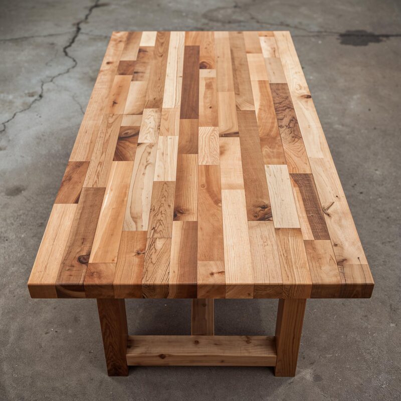 il_fullxfull.7190850261_i0df.jpg Reclaimed Wood Dining Table – Rustic Farmhouse Butcher Block Style with U-Shaped Legs & Central Beam