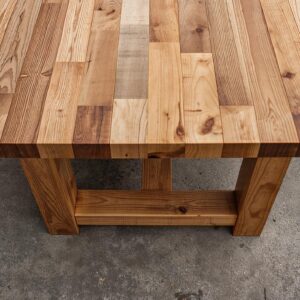 il_fullxfull.7190853221_fqcr.jpg Reclaimed Wood Dining Table – Rustic Farmhouse Butcher Block Style with U-Shaped Legs & Central Beam