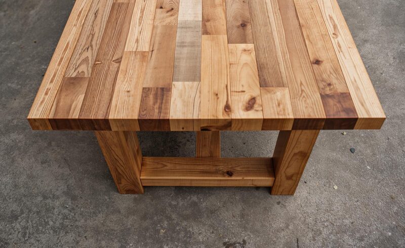 il_fullxfull.7190853221_fqcr.jpg Reclaimed Wood Dining Table – Rustic Farmhouse Butcher Block Style with U-Shaped Legs & Central Beam